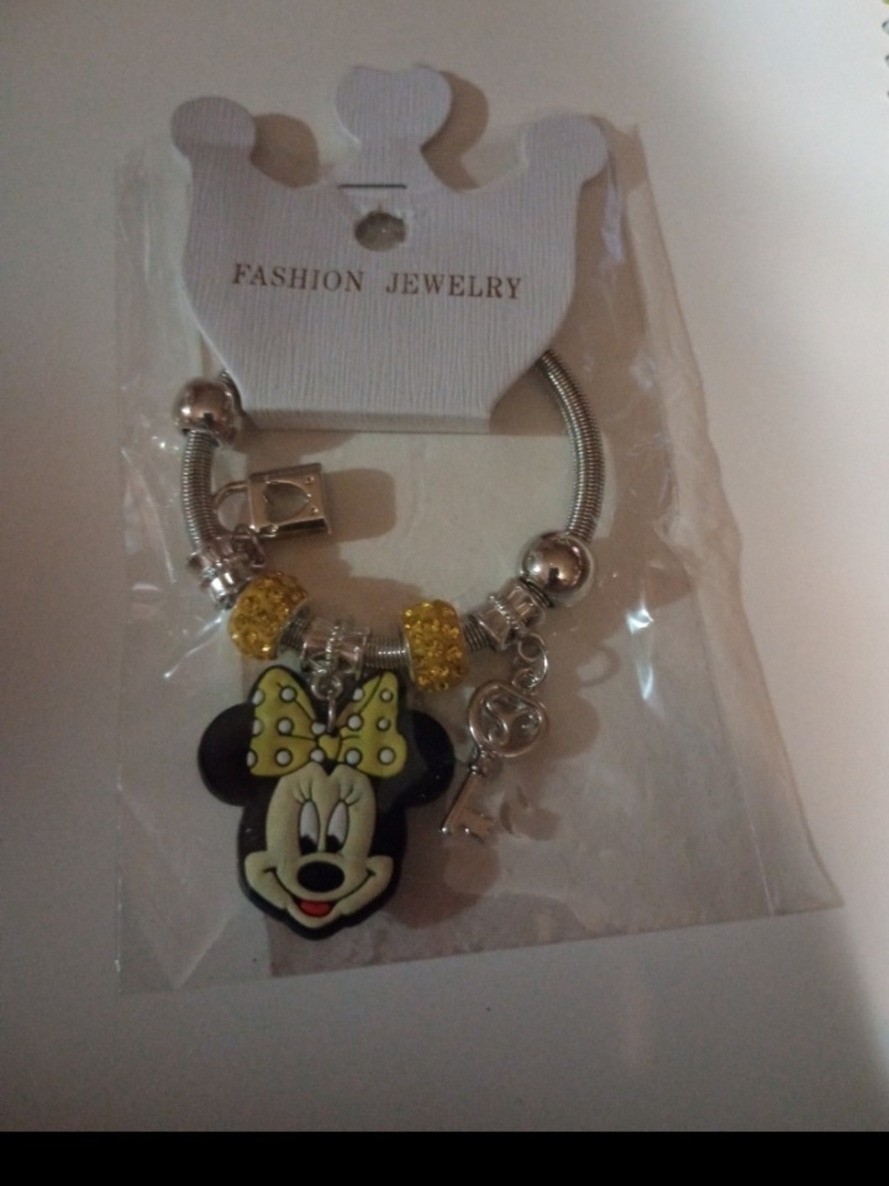 Fashion Jewelry Kid's Yellow Minnie Mouse Charm Bracelet